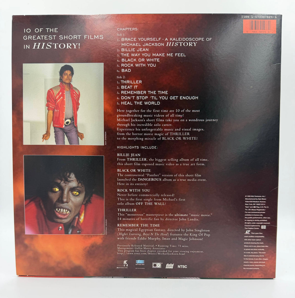 Michael Jackson: Video Greatest Hits - HIStory (1995) Epic Music Video LaserDisc - EX