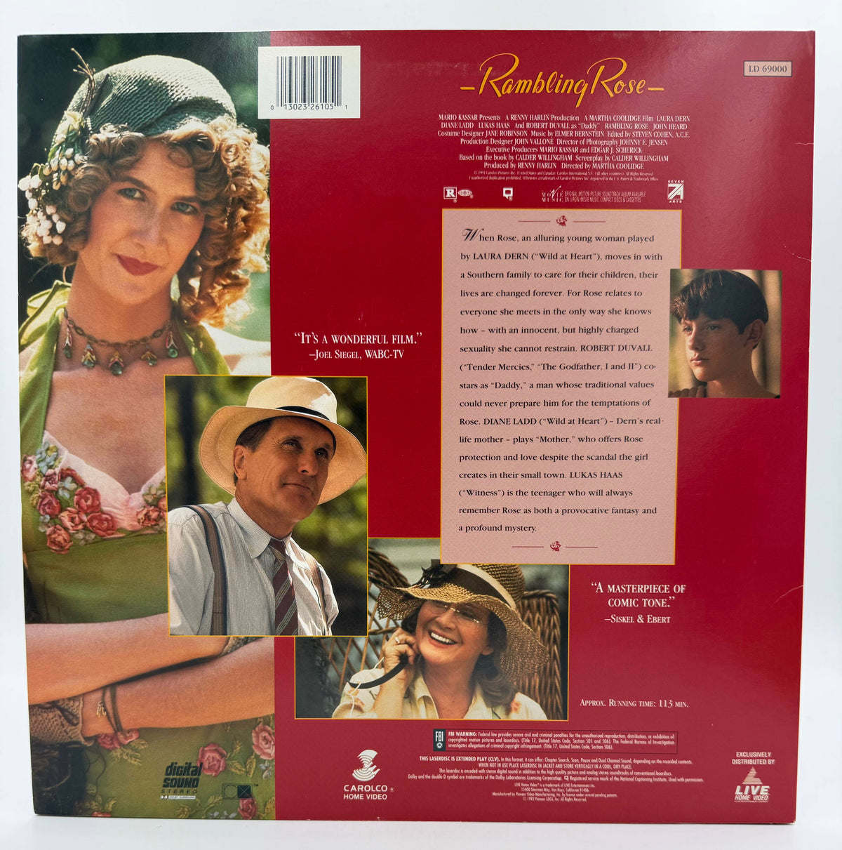 Rambling Rose (1991 / 1992) Carolco Home Video / LIVE Home Video LaserDisc - VG+
