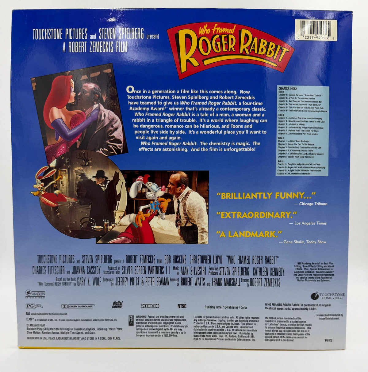 Who Framed Roger Rabbit: Letterbox CAV LaserDisc (1988 / 1990) Touchstone Pictures / Image Entertainment 2-Disc Set - EX