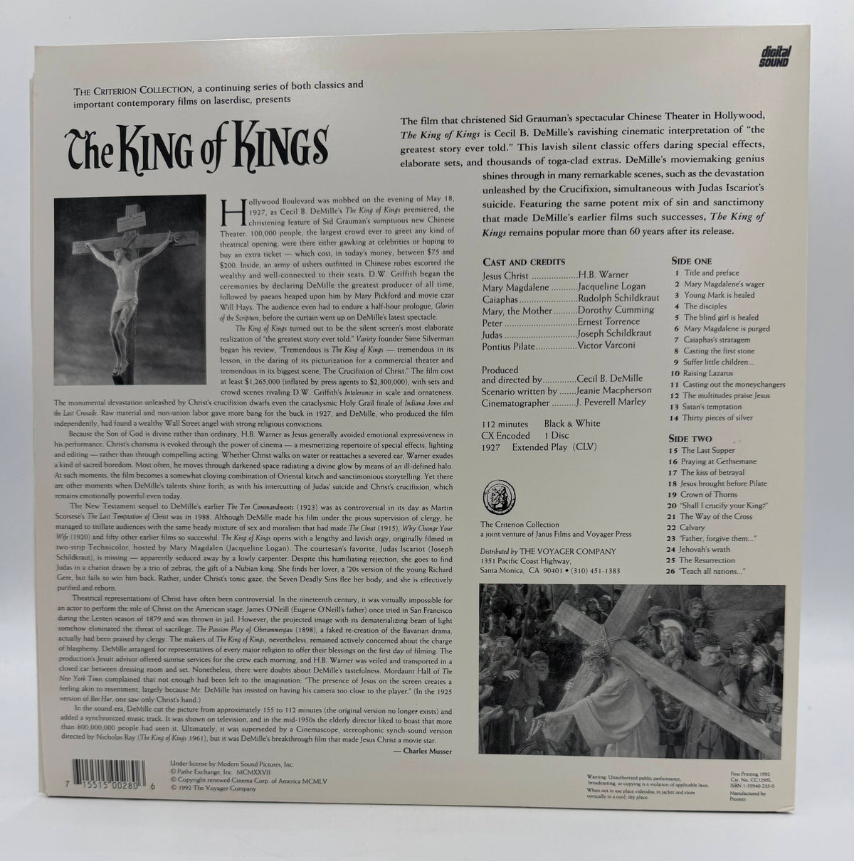 The King of Kings: The Criterion Collection (1927 / 1992) Criterion Collection LaserDisc - EX