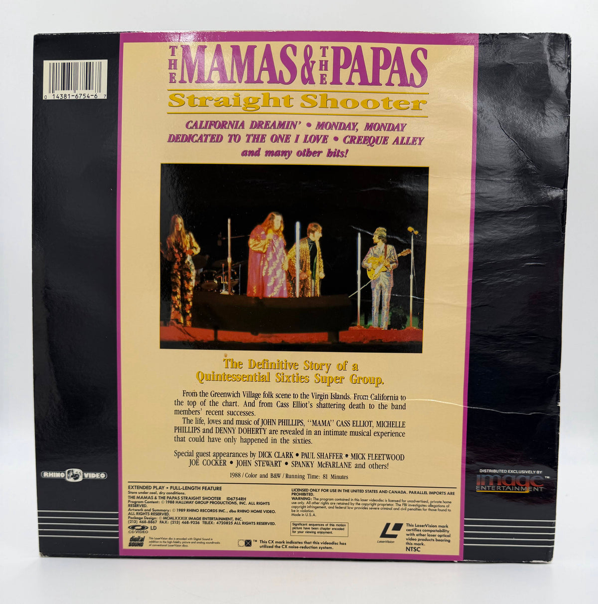 The Mamas & The Papas: Straight Shooter (1988 / 1989) Rhino Video / Image Entertainment "The Music Disc" LaserDisc - G