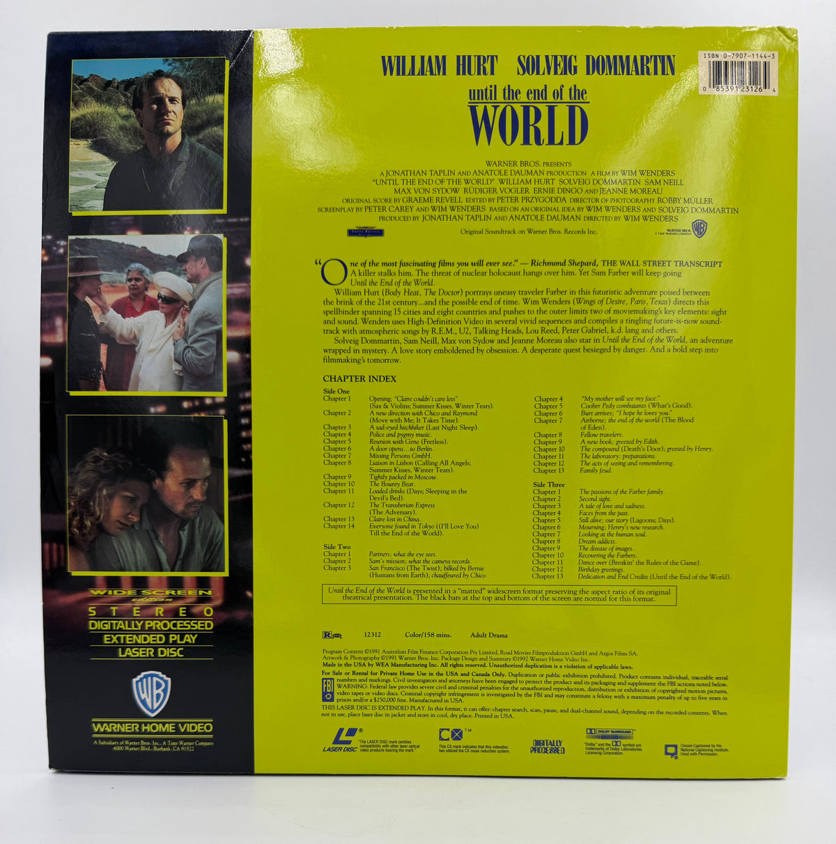 Until the End of the World: Widescreen Edition (1991 / 1992) Warner Home Video LaserDisc 2-Disc Set - EX