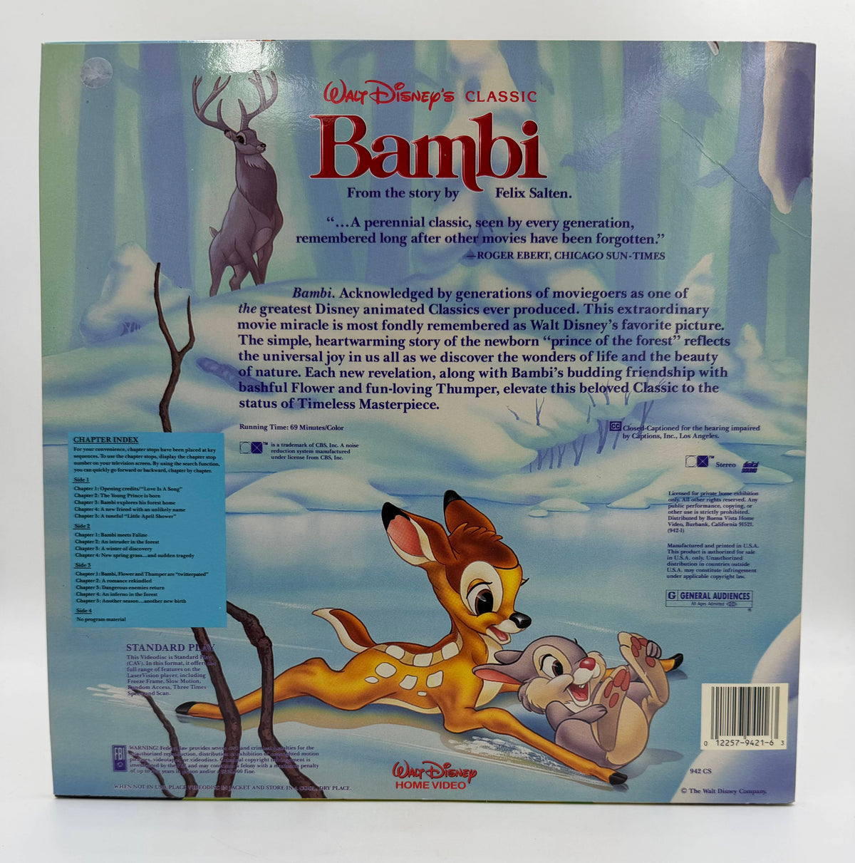 Walt Disney's Classic: Bambi (1942 / 1990) Stereo CAV LaserDisc Edition - EX