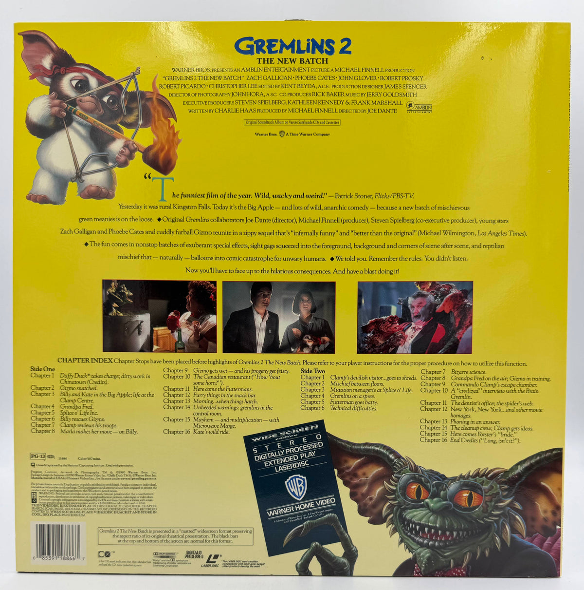 Gremlins 2: The New Batch (1990) Wide Screen Extended Play LaserDisc - EX