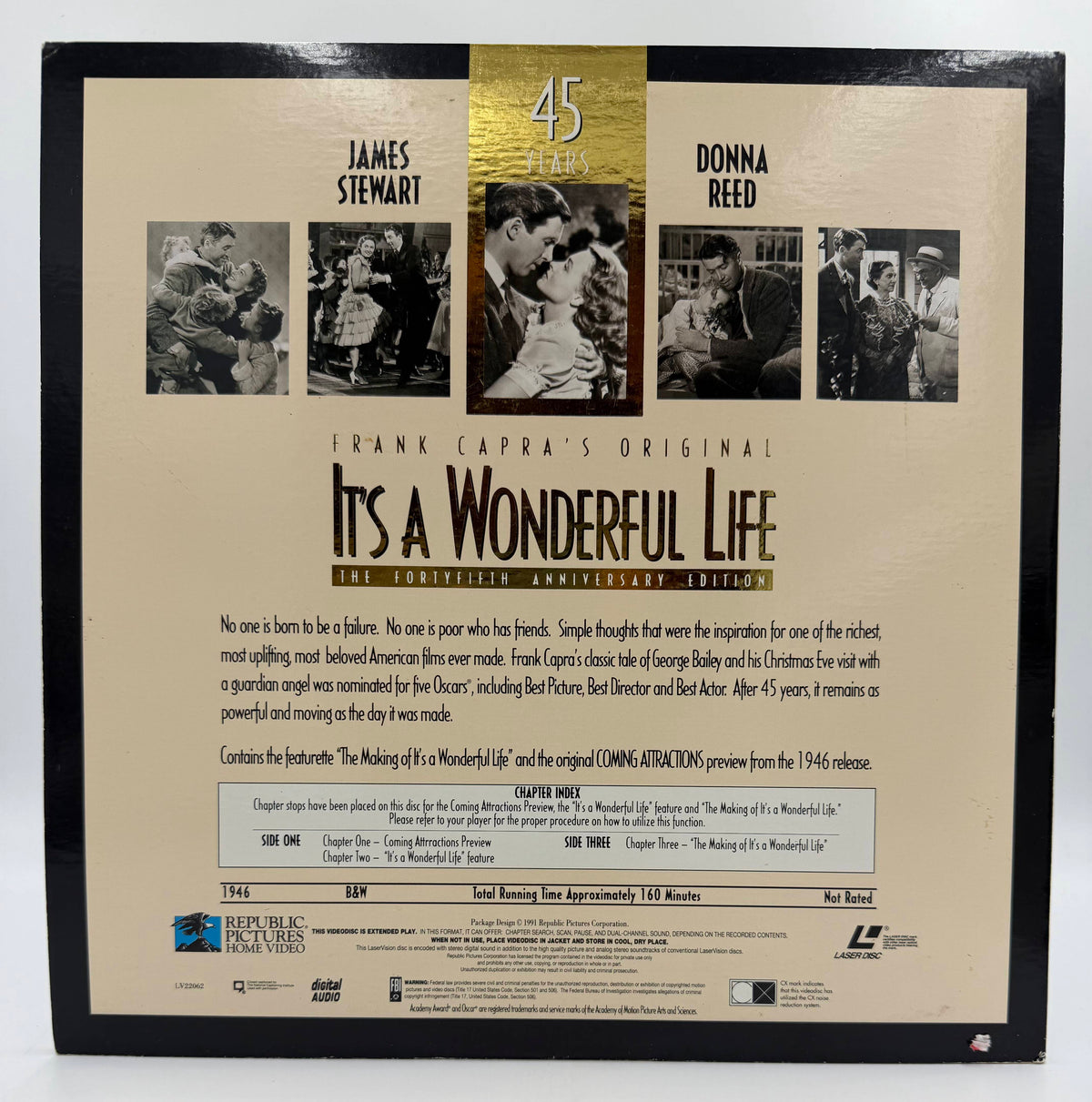 It's a Wonderful Life: 45th Anniversary Collector's Edition (1946 / 1991) Republic Pictures Home Video 2-Disc Set – LaserDisc - VG+