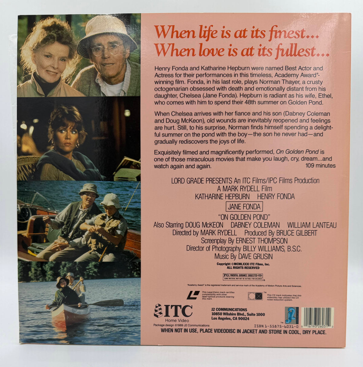 On Golden Pond (1981 / 1989) ITC Home Video / J2 Communications LaserDisc - EX