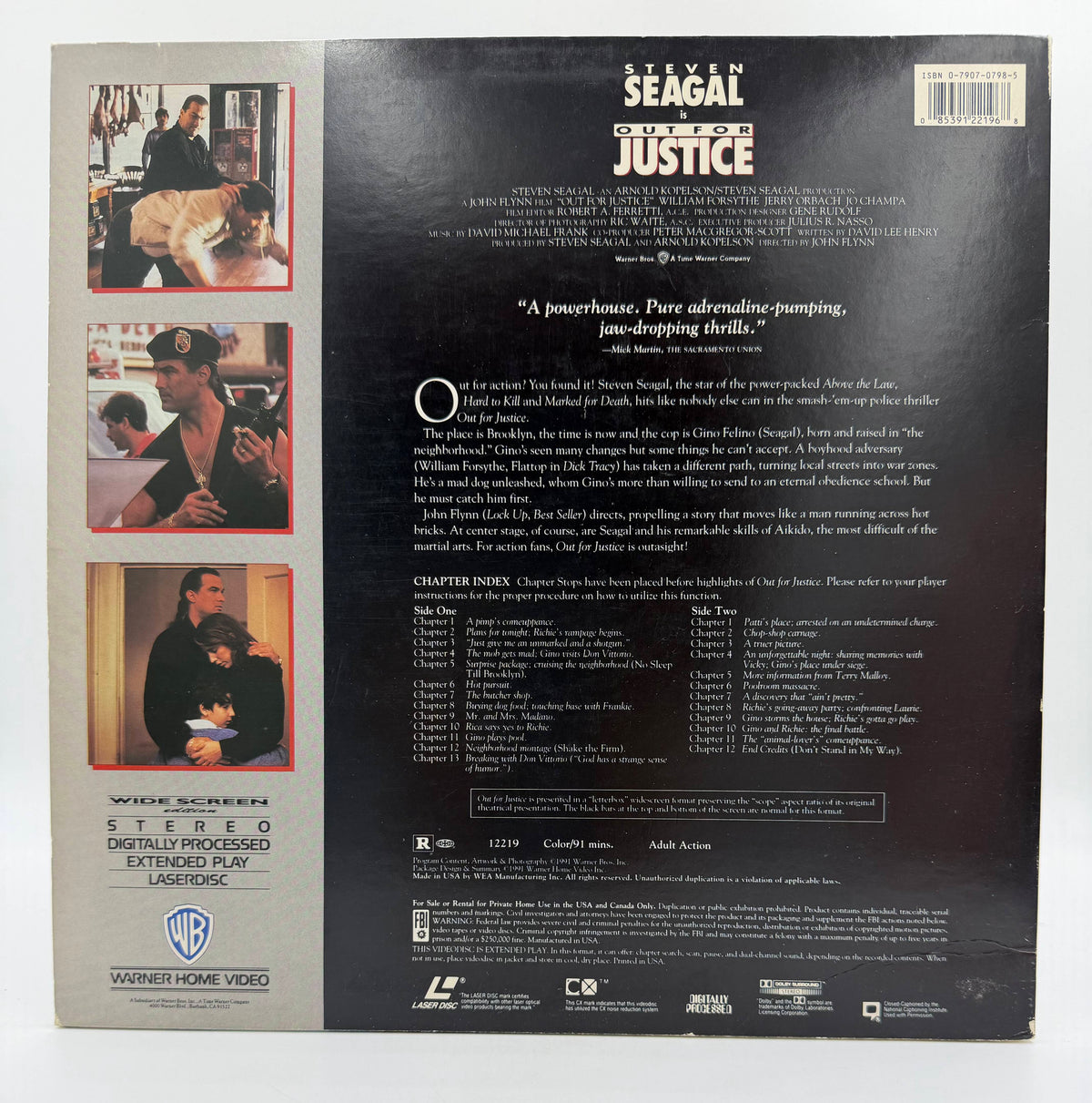 Out for Justice (1991) Wide Screen Edition LaserDisc - VG+