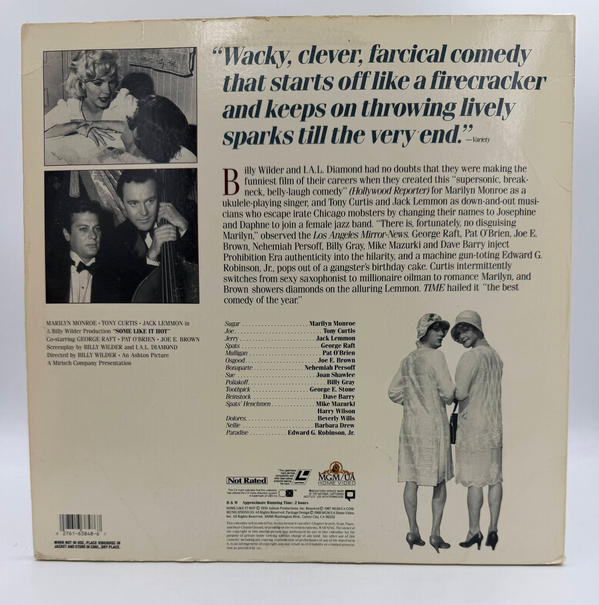 Some Like It Hot (1959 / 1988) MGM/UA Home Video LaserDisc - VG