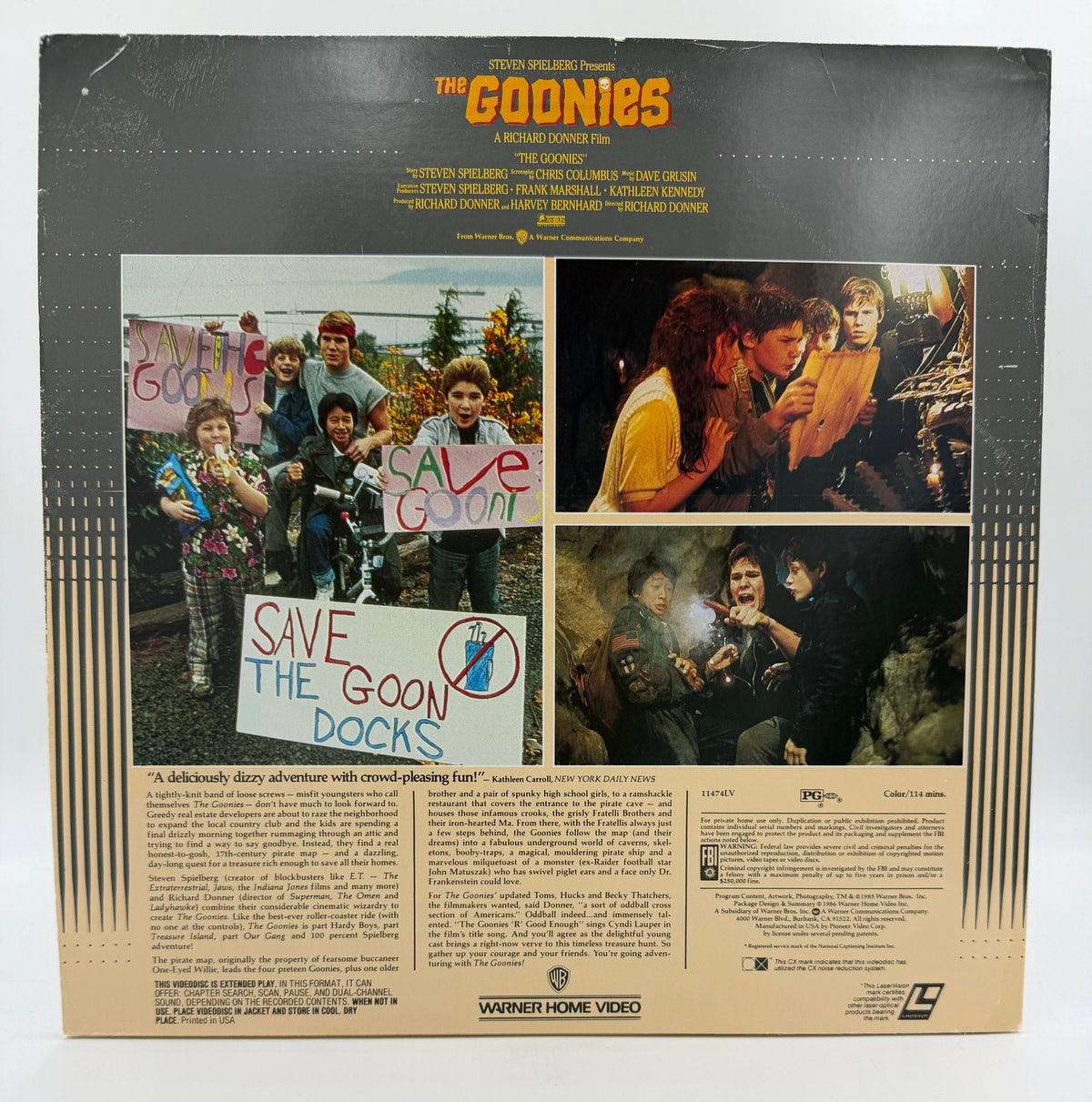 The Goonies (1985 / 1986) Warner Home Video LaserDisc - VG+