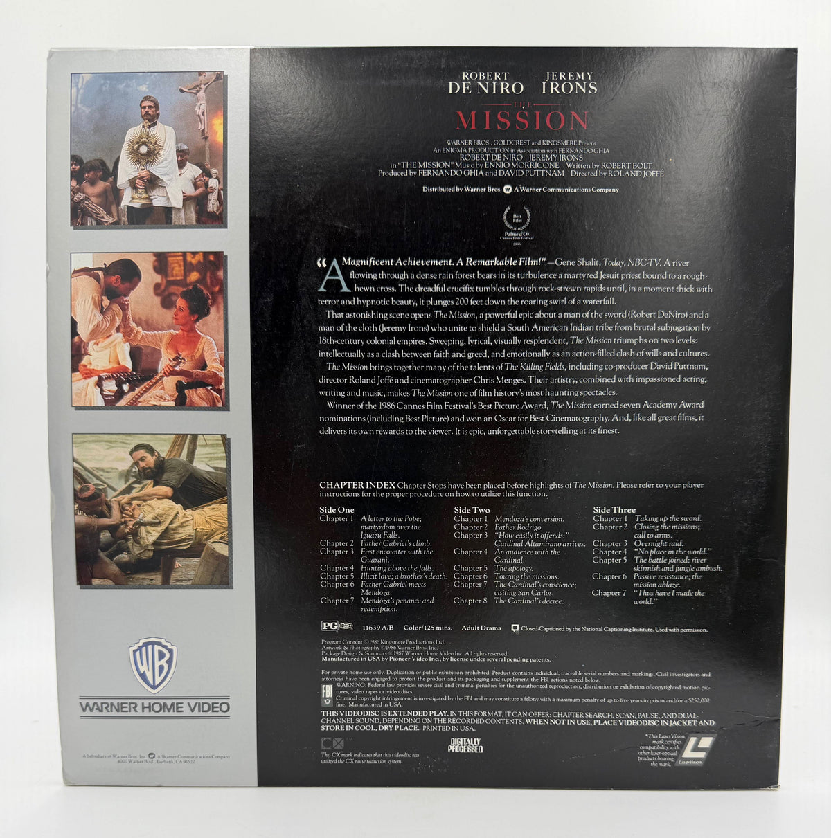 The Mission (1986 / 1987) Warner Home Video Digitally Processed 2-Disc Set – LaserDisc - VG+
