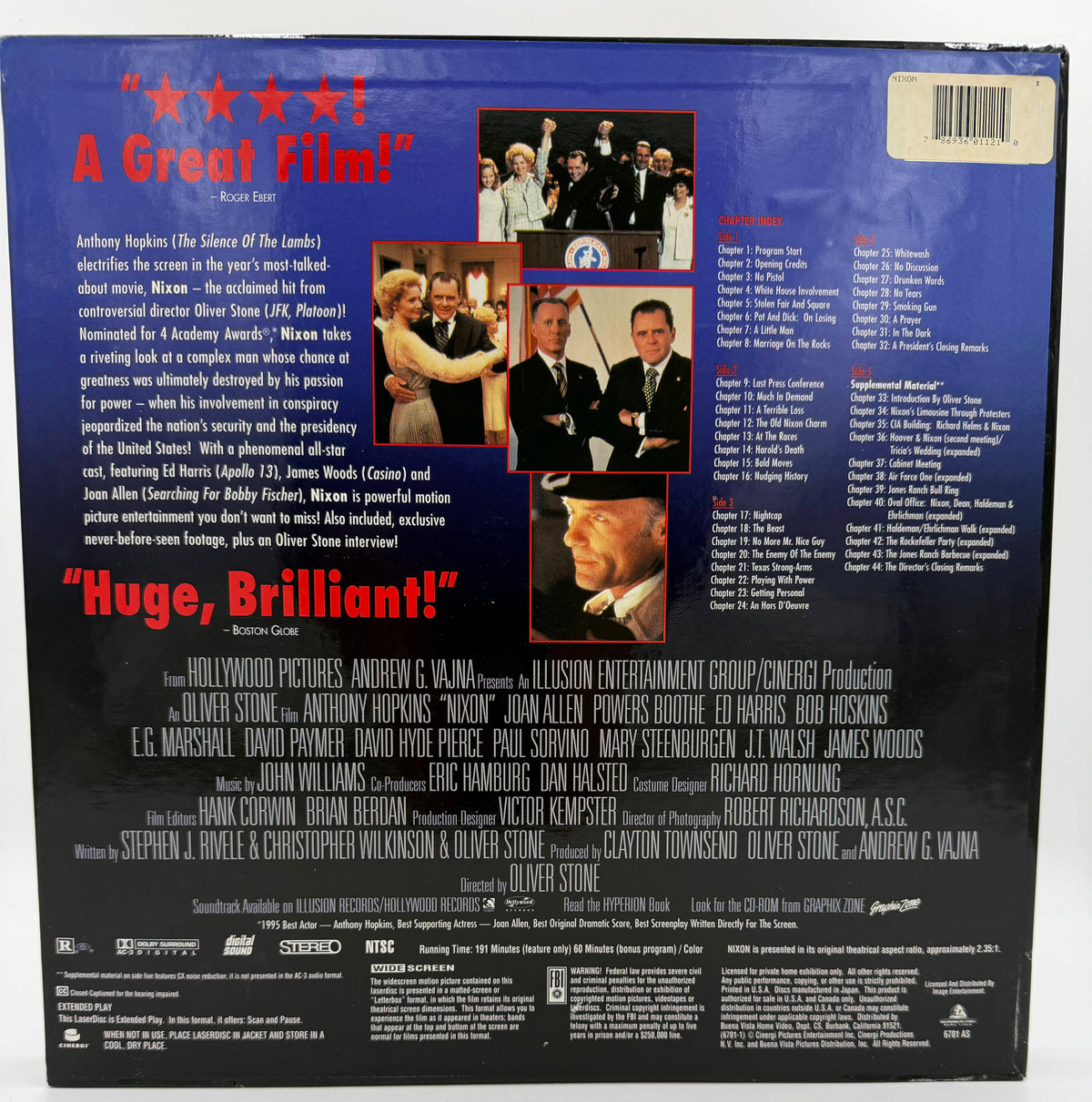 Nixon (1995 / 1996) Hollywood Pictures / Cinergi Widescreen 3-Disc LaserDisc Set - VG+