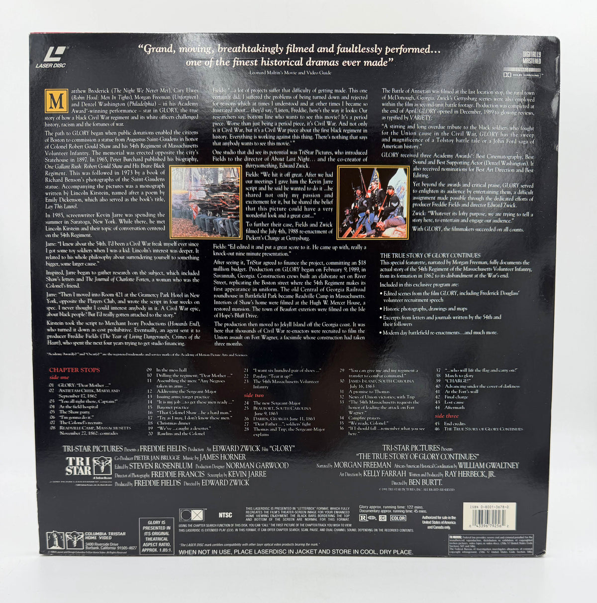 Glory: Deluxe Widescreen Presentation (1989 / 1993) Columbia TriStar Home Video LaserDisc 2-Disc Set - VG+