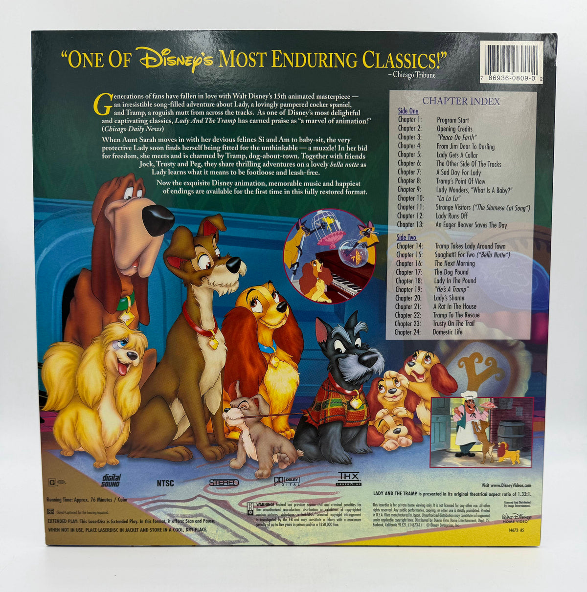 Walt Disney's Masterpiece: Lady and the Tramp - Fully Restored / THX (1955 / 1998) Walt Disney Home Video LaserDisc - EX