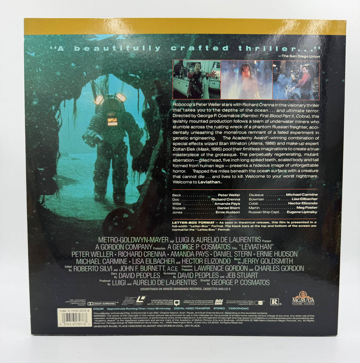 Leviathan: Deluxe Letter-Box Edition (1989) MGM/UA Home Video LaserDisc - EX