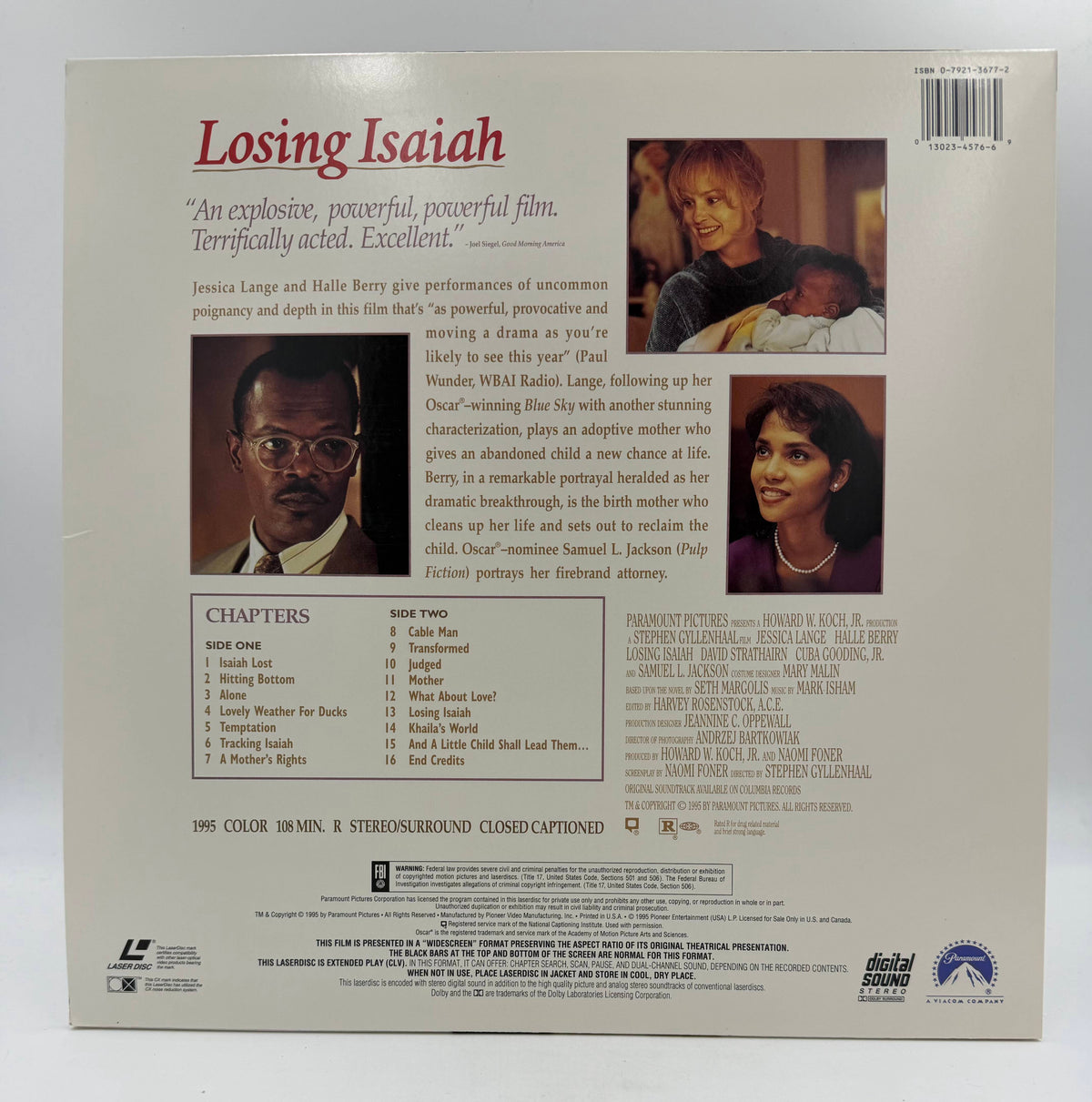 Losing Isaiah: Widescreen Edition (1995) Paramount Home Video / Pioneer LaserDisc - EX