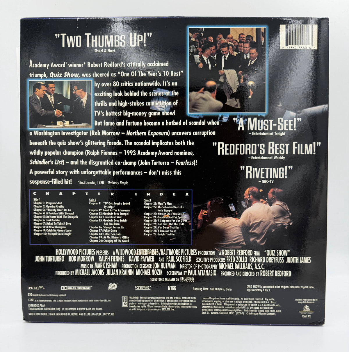 Quiz Show: Letterbox Laserdisc (1994 / 1995) Hollywood Pictures / Buena Vista / Image Entertainment LaserDisc 2-Disc Set - VG+
