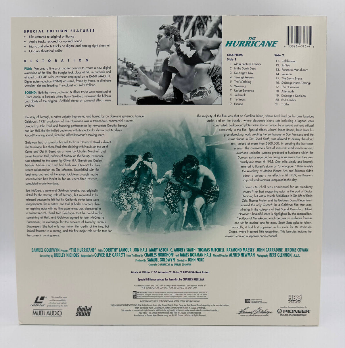 The Hurricane: Pioneer Special Edition (1937 / 1995) Samuel Goldwyn / HBO Video / Pioneer LaserDisc - EX