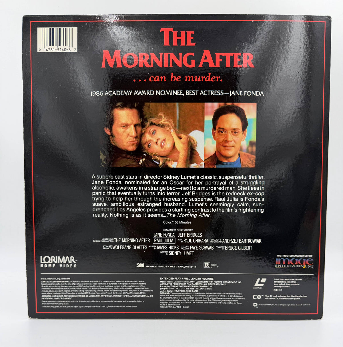 The Morning After (1986) Lorimar Home Video / Image Entertainment LaserDisc - EX