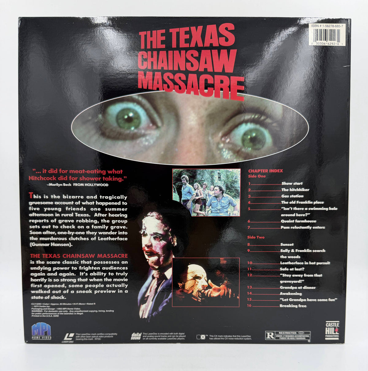 The Texas Chainsaw Massacre: All-New Restored Version – Uncut & Unedited (1974 / 1993) MPI Home Video / Castle Hill Productions LaserDisc - EX