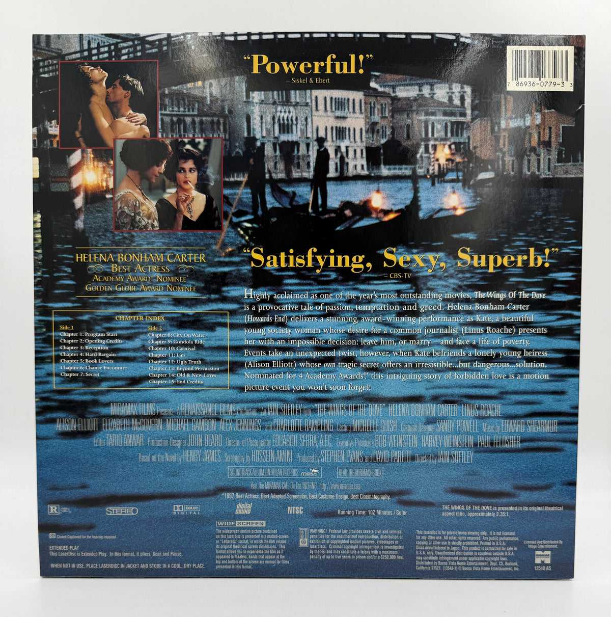 The Wings of the Dove: Widescreen Laserdisc (1997 / 1998) Miramax Films / Image Entertainment LaserDisc - EX