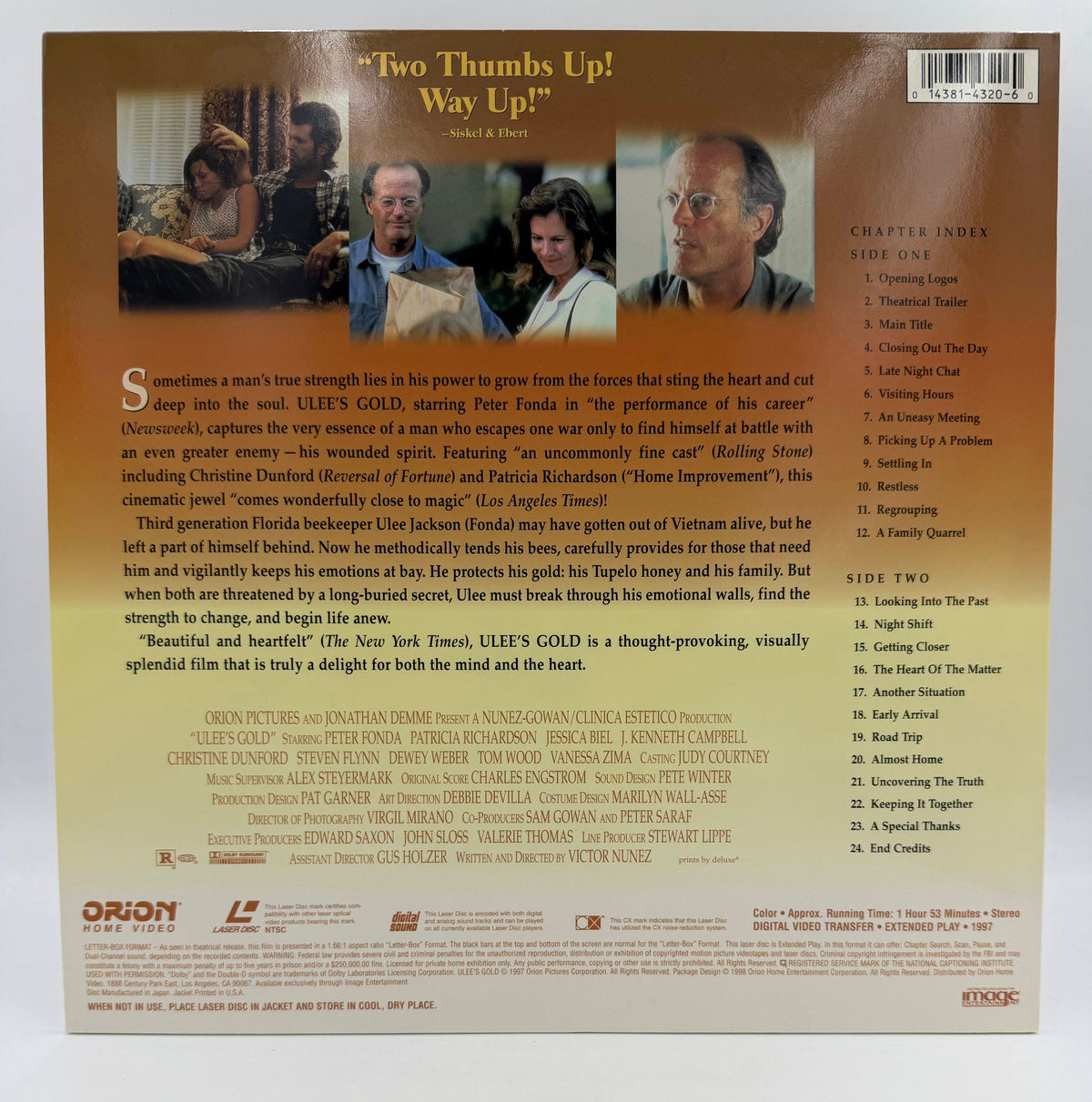 Ulee's Gold: Deluxe Letter-Box Edition (1997 / 1998) Orion Home Video / Image Entertainment LaserDisc - EX