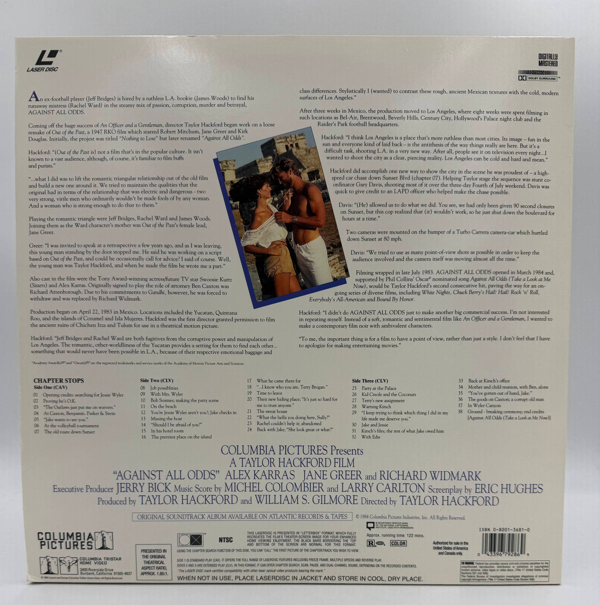 Against All Odds: Deluxe Widescreen Presentation (1984 / 1991) Columbia Pictures / RCA/Columbia Pictures Home Video LaserDisc 2-Disc Set - EX