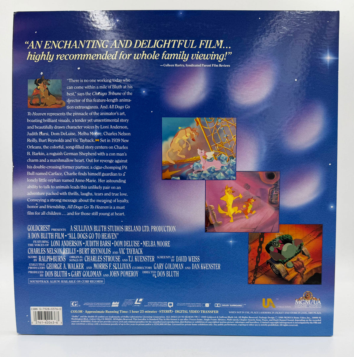 All Dogs Go to Heaven: Special CAV Standard Play Edition (1989 / 1990) MGM/UA Home Video LaserDisc 2-Disc Set - EX