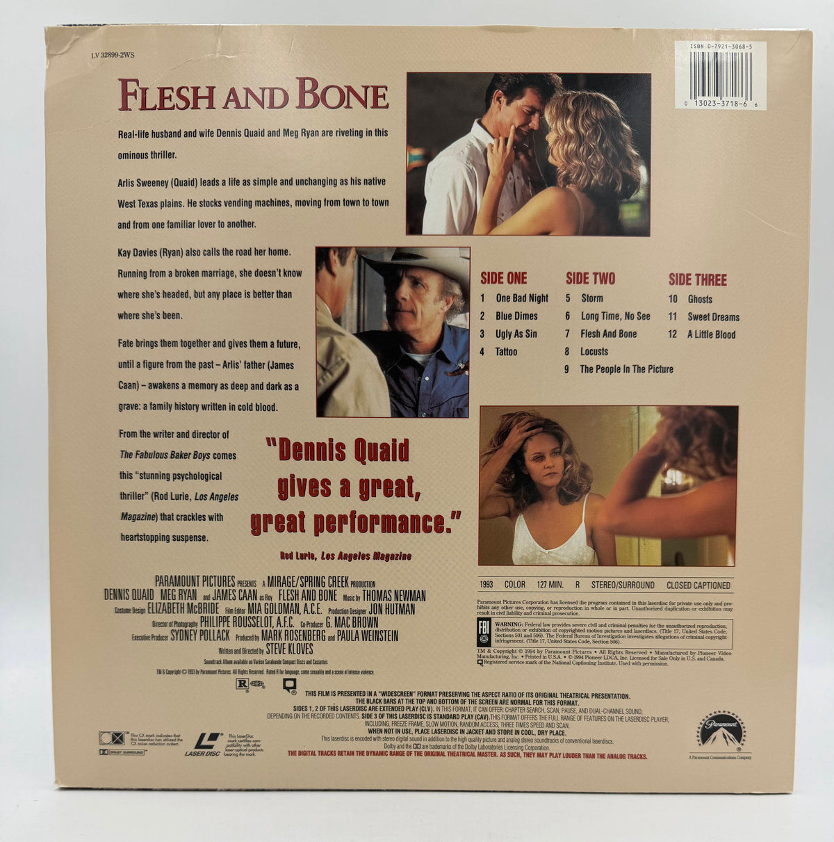 Flesh and Bone: Widescreen Edition (1993 / 1994) Paramount Pictures / Pioneer LaserDisc 2-Disc Set - VG+