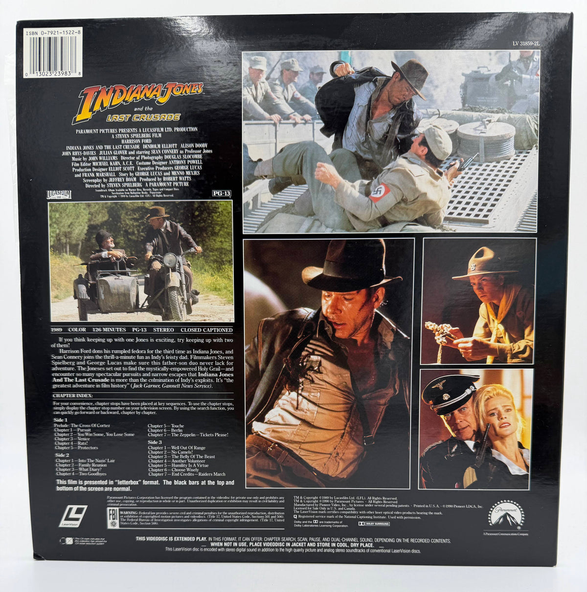Indiana Jones and the Last Crusade: Letterbox Edition (1989 / 1990) Paramount Pictures / Pioneer LaserDisc 2-Disc Set - EX