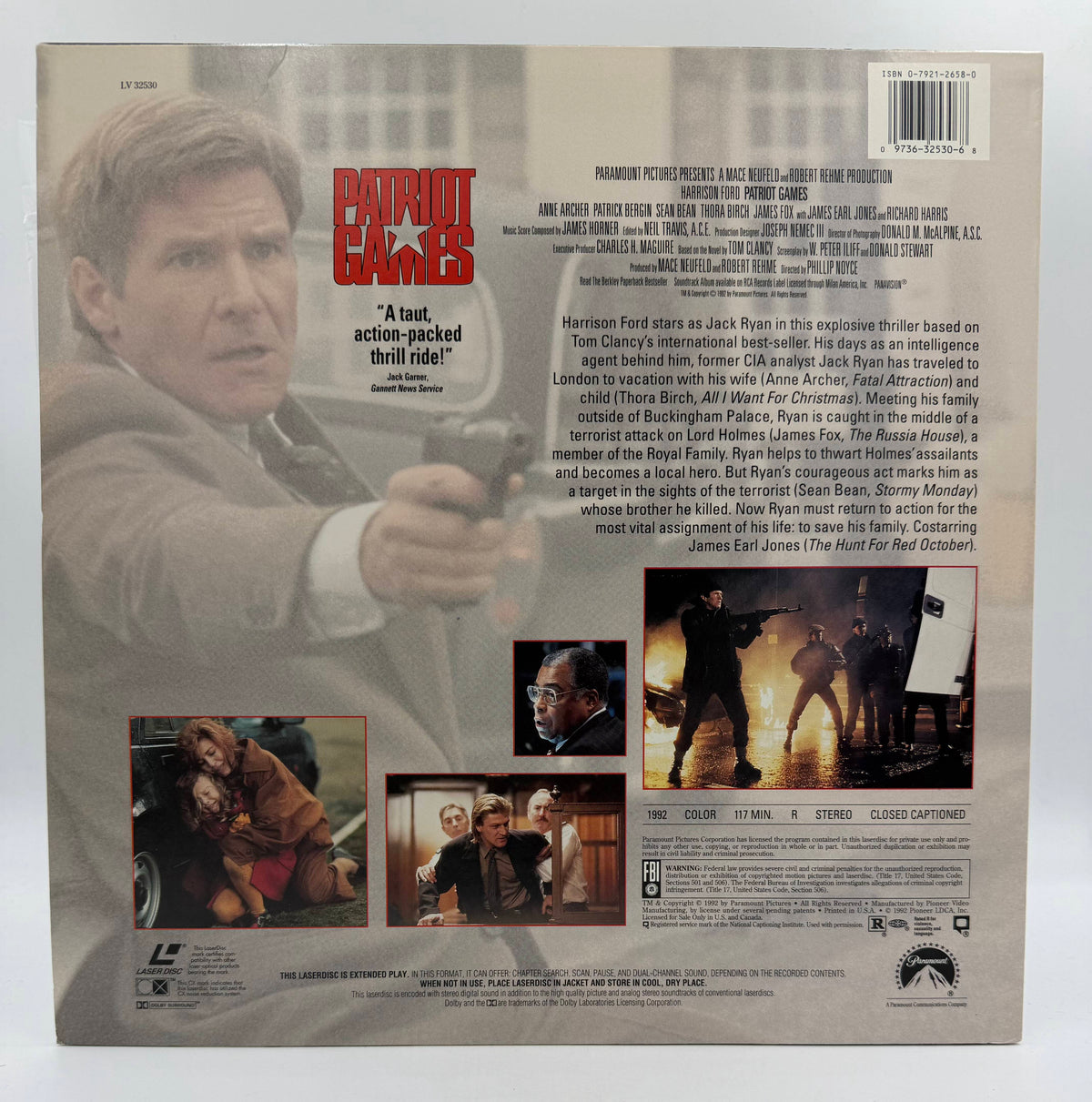 Patriot Games (1992) Paramount Pictures / Pioneer LaserDisc - EX