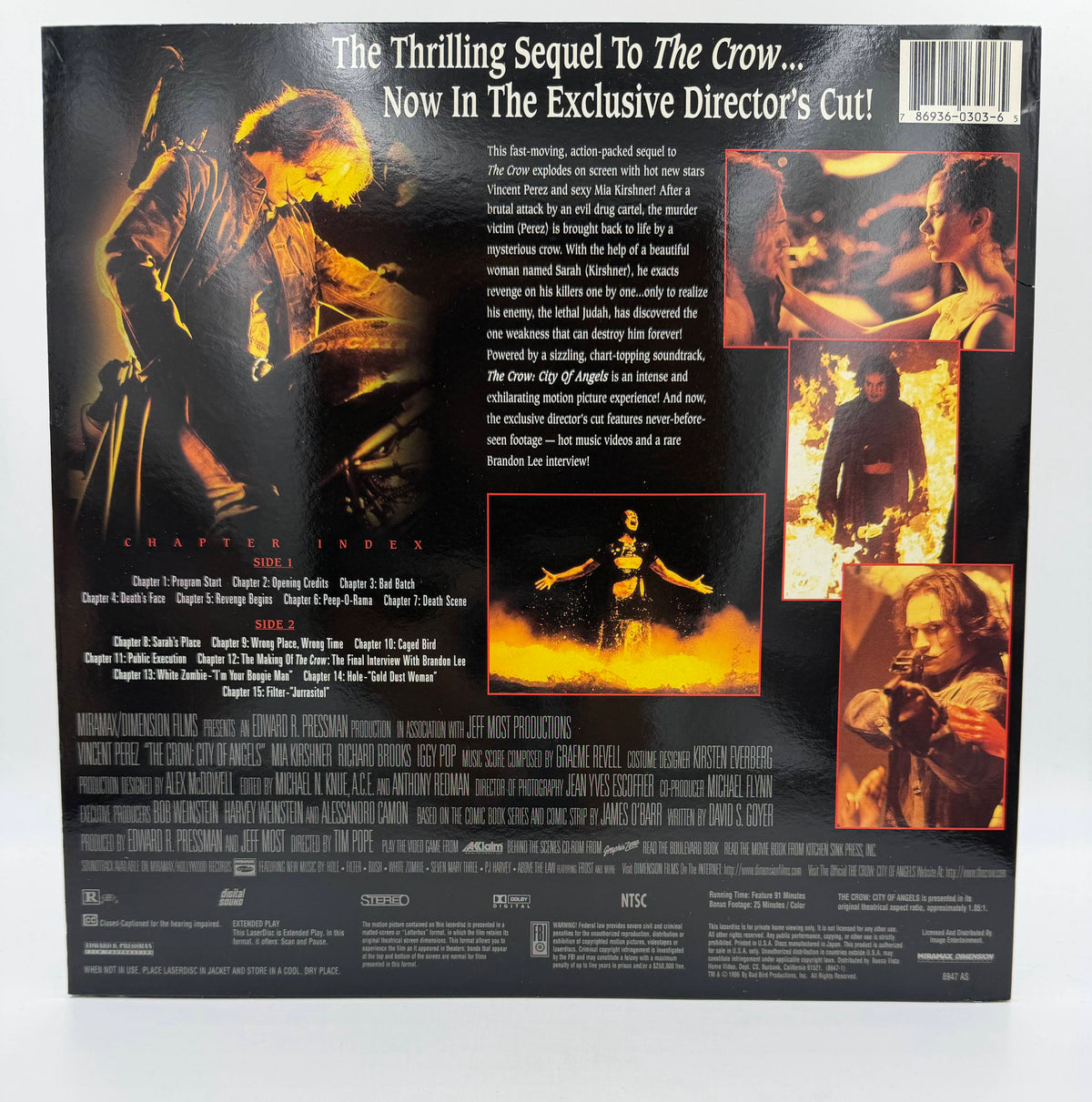 The Crow: City of Angels - Exclusive Letterbox Director's Cut (1996) Miramax / Dimension Films / Image Entertainment - VG+