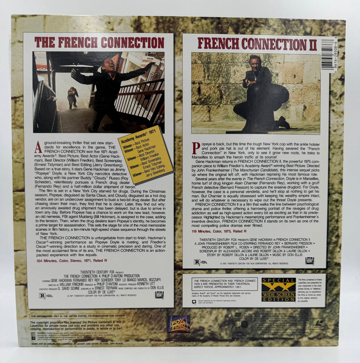 The French Connection & French Connection II: Special Widescreen Edition Double Feature (1971 / 1975 / 1995) FOX Video LaserDisc 2-Disc Box Set - EX