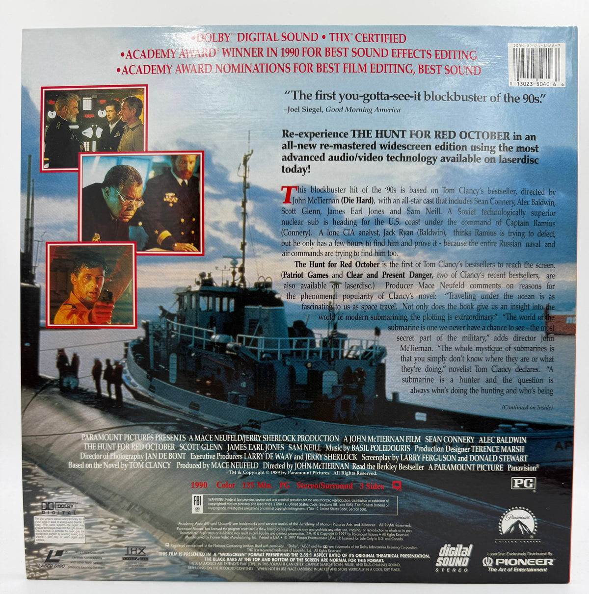 The Hunt for Red October: Remastered Digital Surround Sound Widescreen Edition (1990 / 1997) Paramount Pictures / Pioneer LaserDisc 2-Disc Set - EX