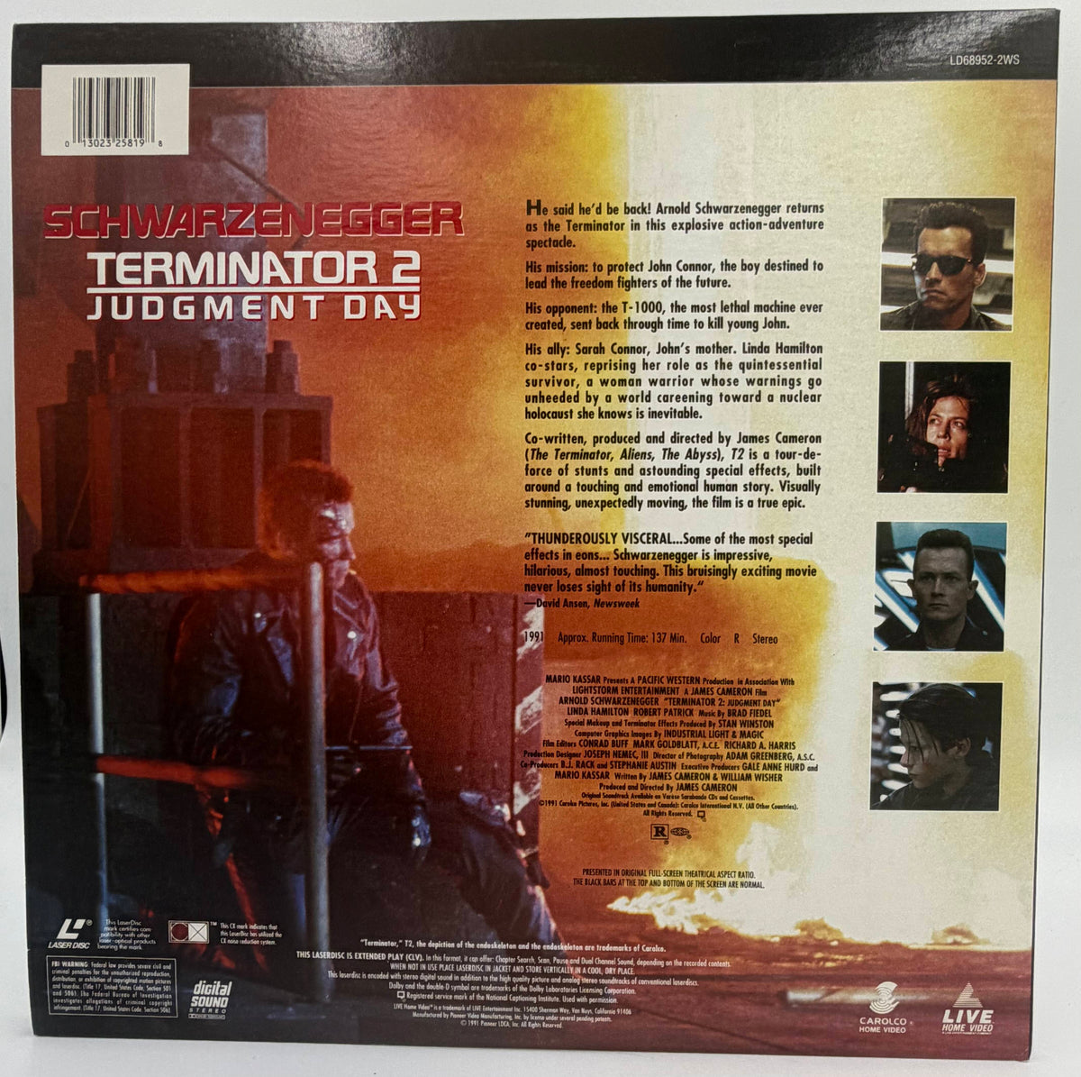 Terminator 2: Judgment Day (1991) LaserDisc - Arnold Schwarzenegger - Widescreen Edition - Live Home Video - EX