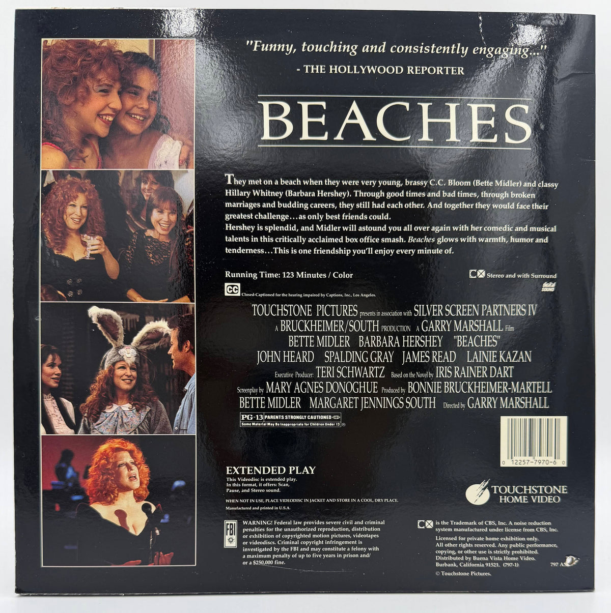 Beaches (1989) Stereo LaserDisc - Bette Midler, Barbara Hershey - Touchstone Home Video - VG