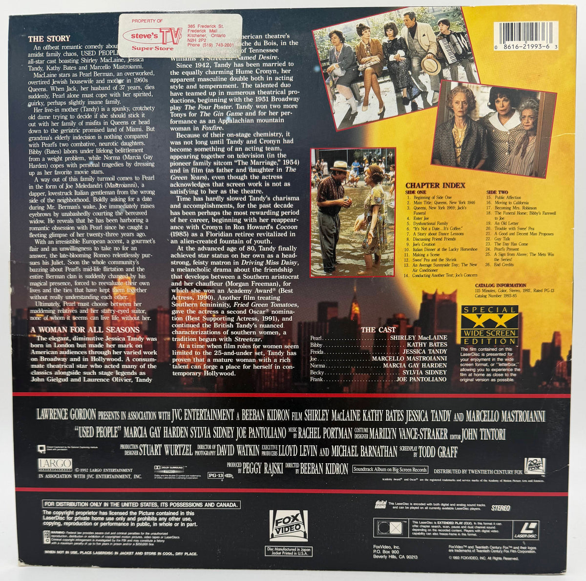 Used People (1993) Special Widescreen Edition LaserDisc - Fox Video - VG