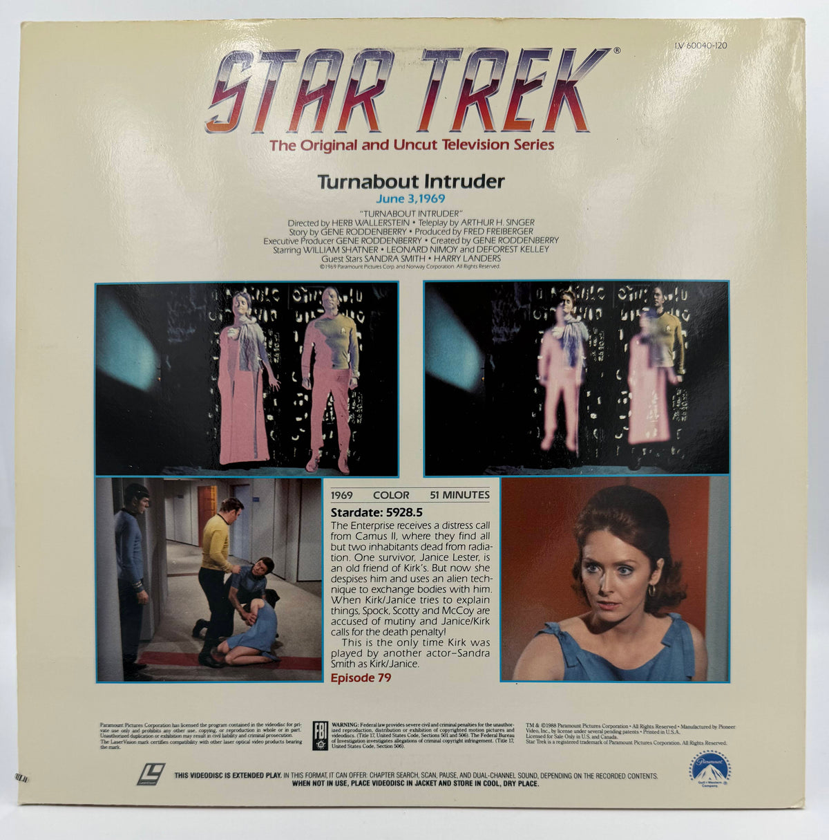 Star Trek: The Original Series (1988) - Turnabout Intruder LaserDisc - Paramount - VG