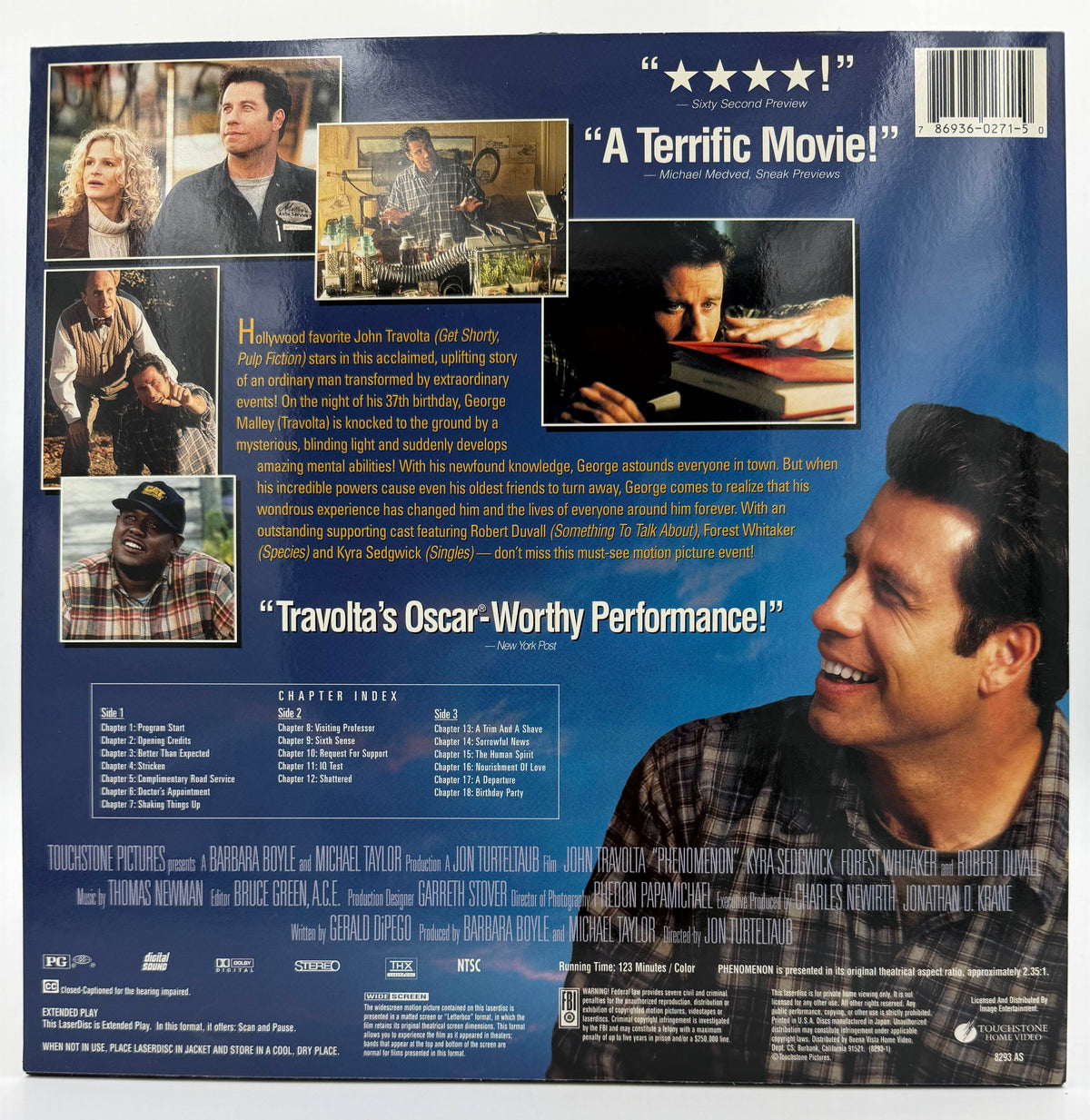Phenomenon (1997) LaserDisc - John Travolta - Widescreen THX Edition - Touchstone Home Video - EX