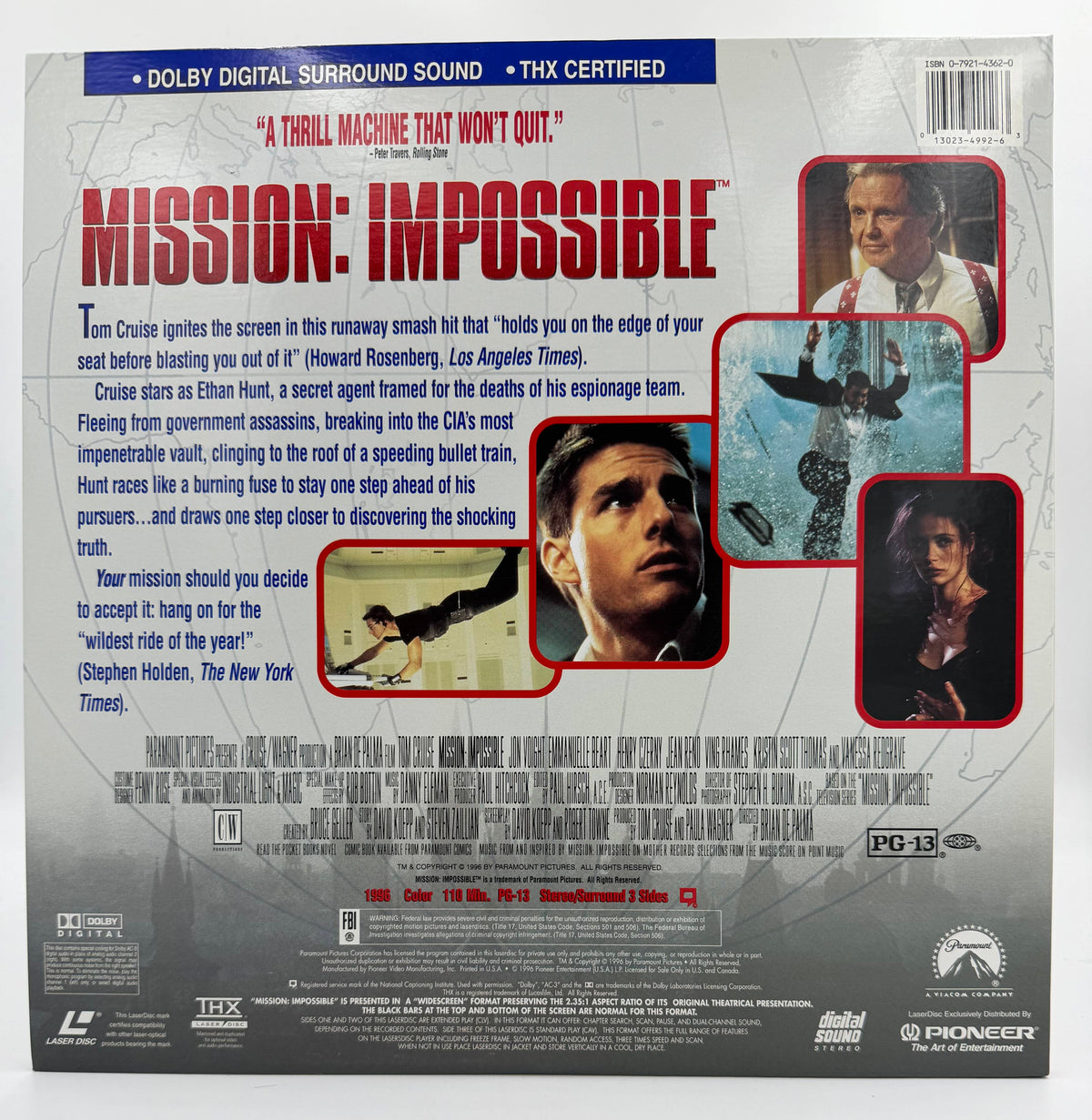 Mission: Impossible (1996) LaserDisc - Tom Cruise - Widescreen THX AC-3 Edition - Paramount / Pioneer - EX