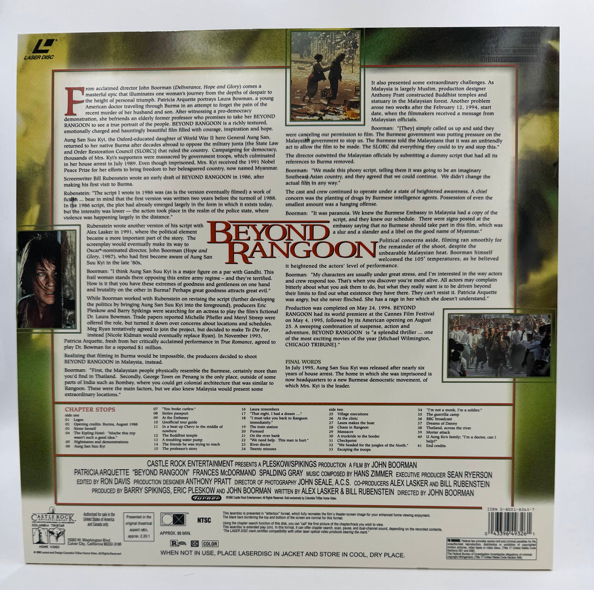 Beyond Rangoon (1996) LaserDisc - Patricia Arquette - Deluxe Widescreen Presentation - Columbia TriStar - EX