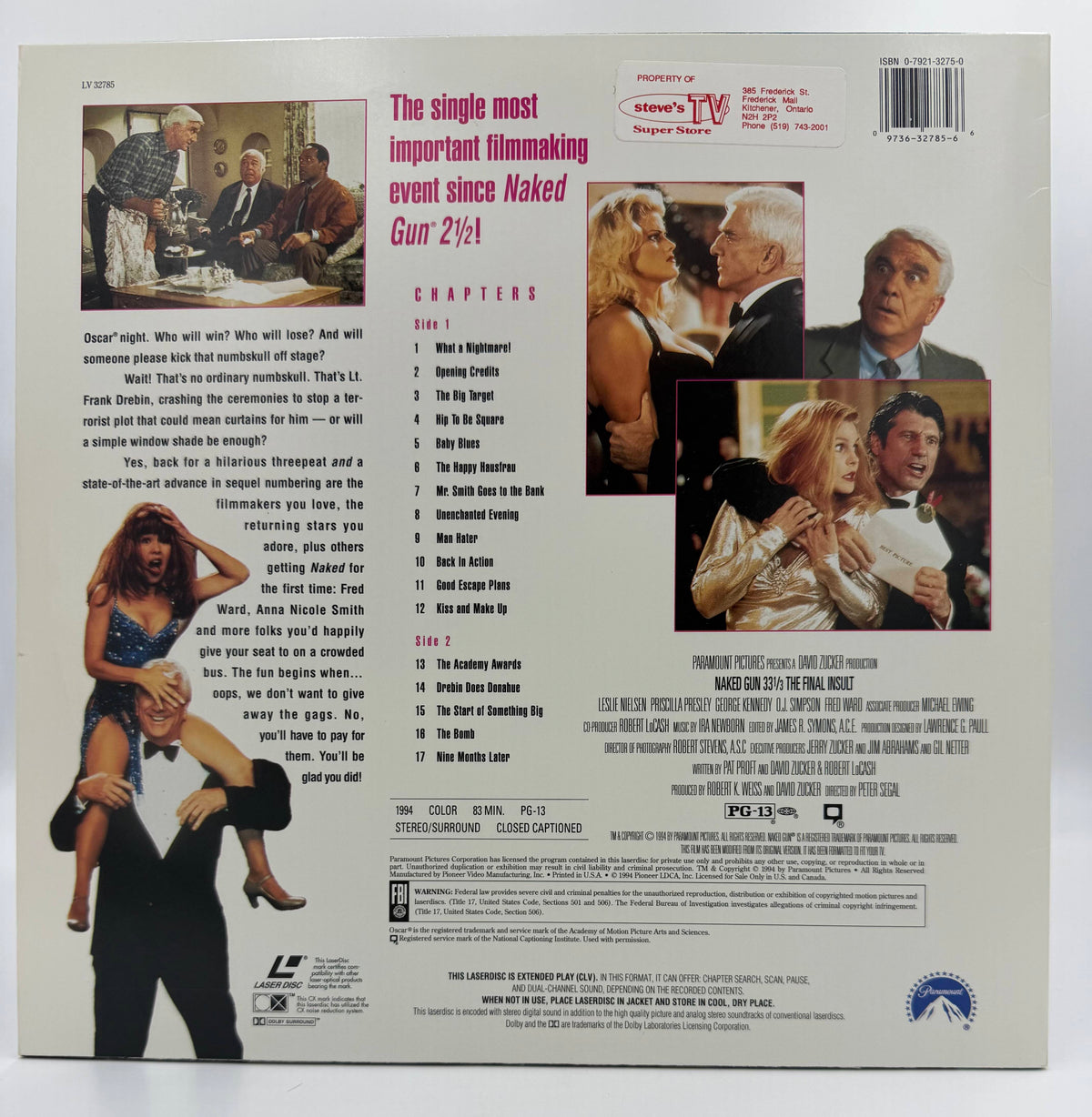 Naked Gun 33 1/3: The Final Insult LaserDisc LD - Leslie Nielsen, Priscilla Presley - Paramount – VG