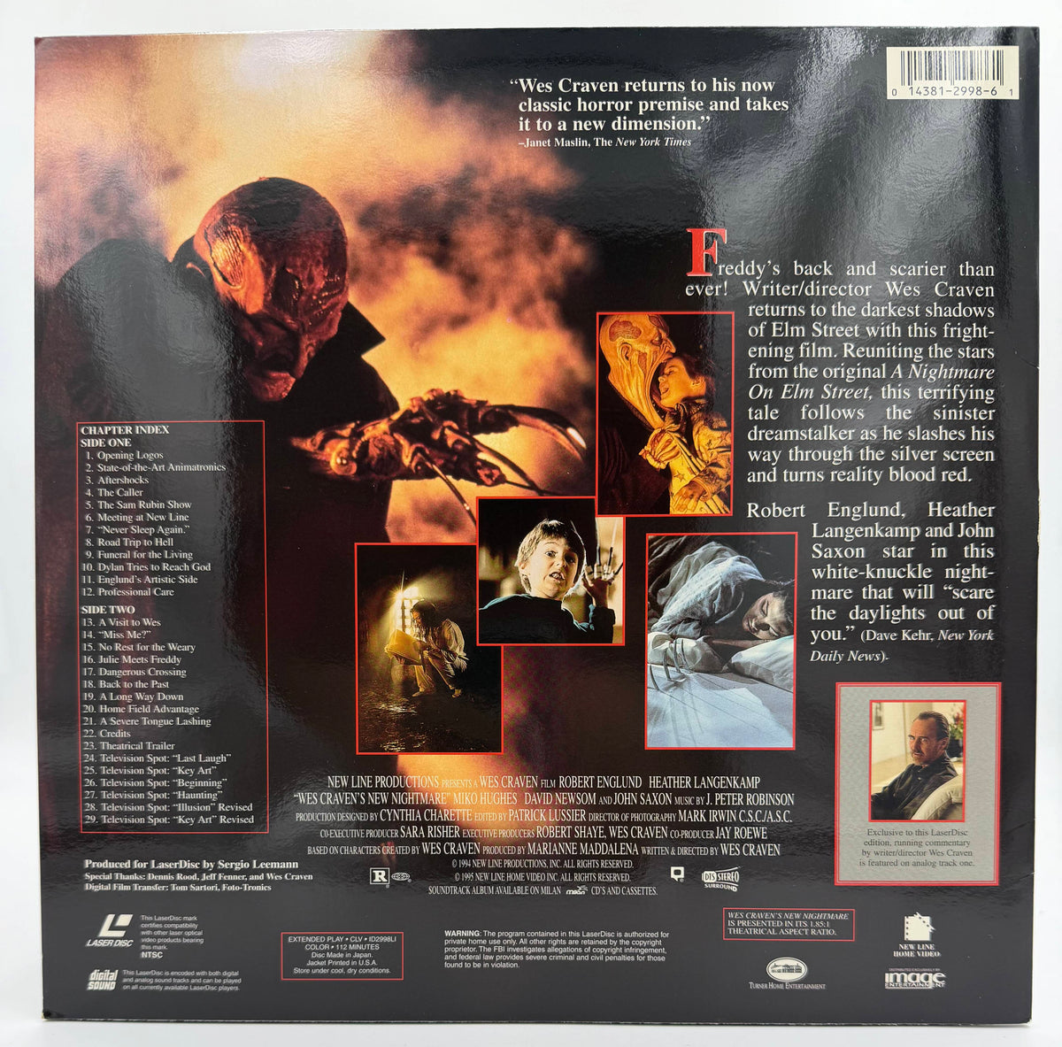 Wes Craven's New Nightmare LaserDisc LD (1995) - New Line Home Video - EX Horror
