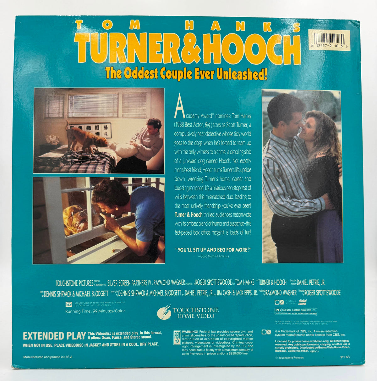 Turner & Hooch LaserDisc LD (1990) - Touchstone Home Video - VG