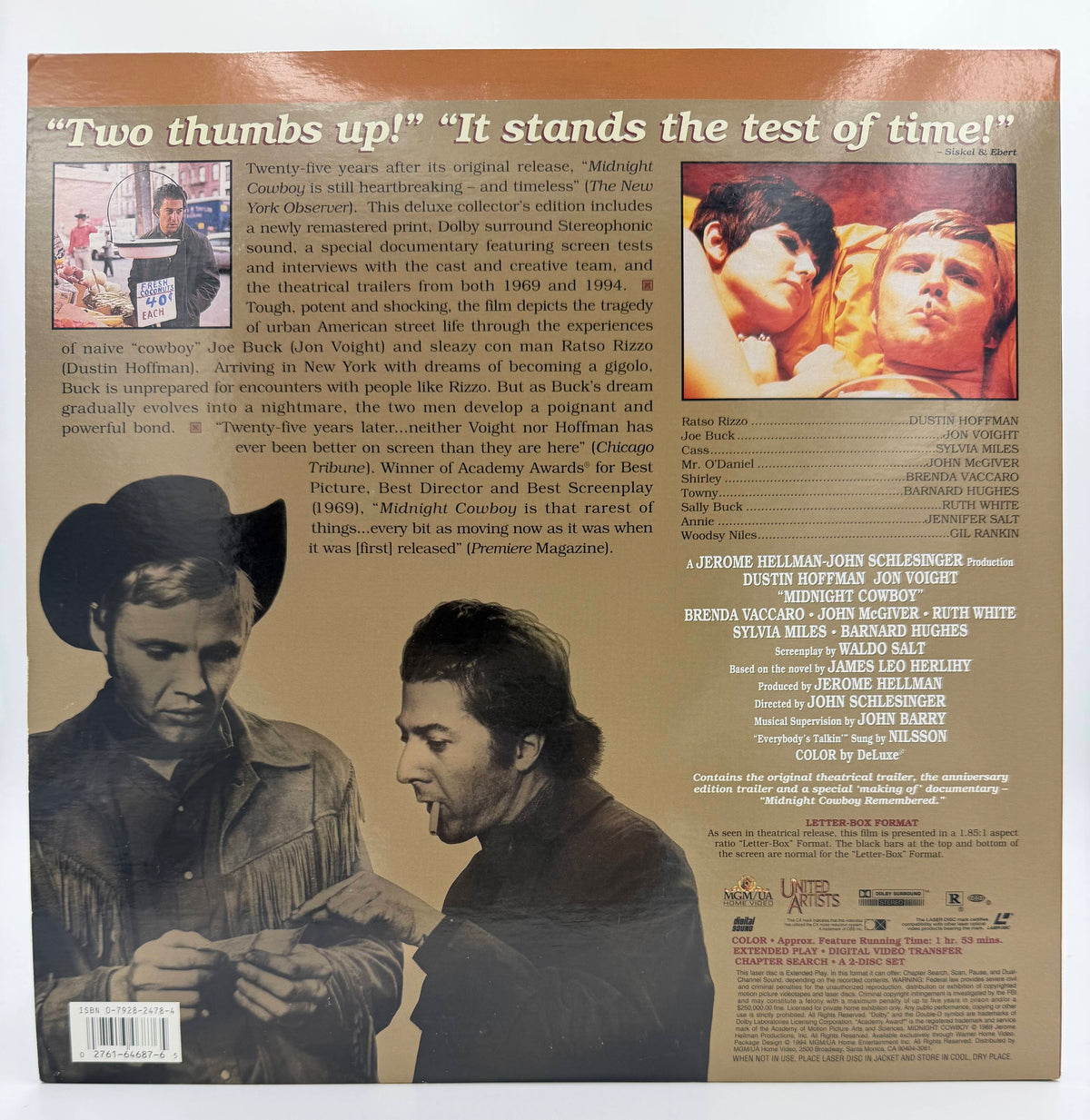 Midnight Cowboy: 25th Anniversary Deluxe Letter-Box Edition LaserDisc LD (1994) - MGM/UA Home Video - EX