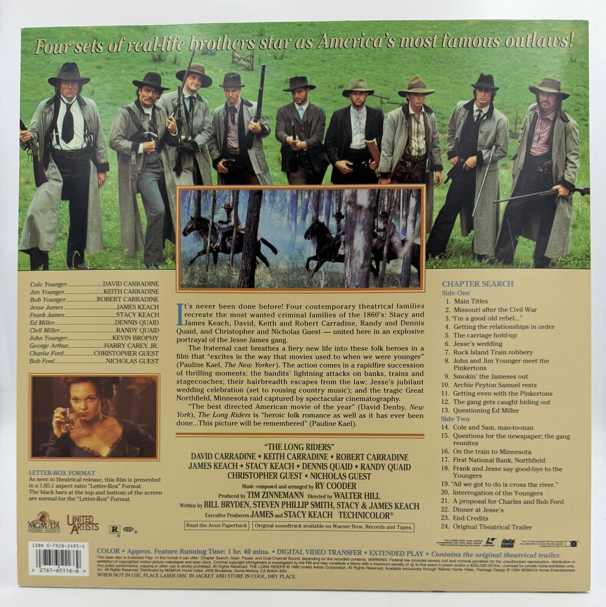The Long Riders Deluxe Letter-Box Edition LaserDisc LD (1994) - MGM/UA Home Video - EX