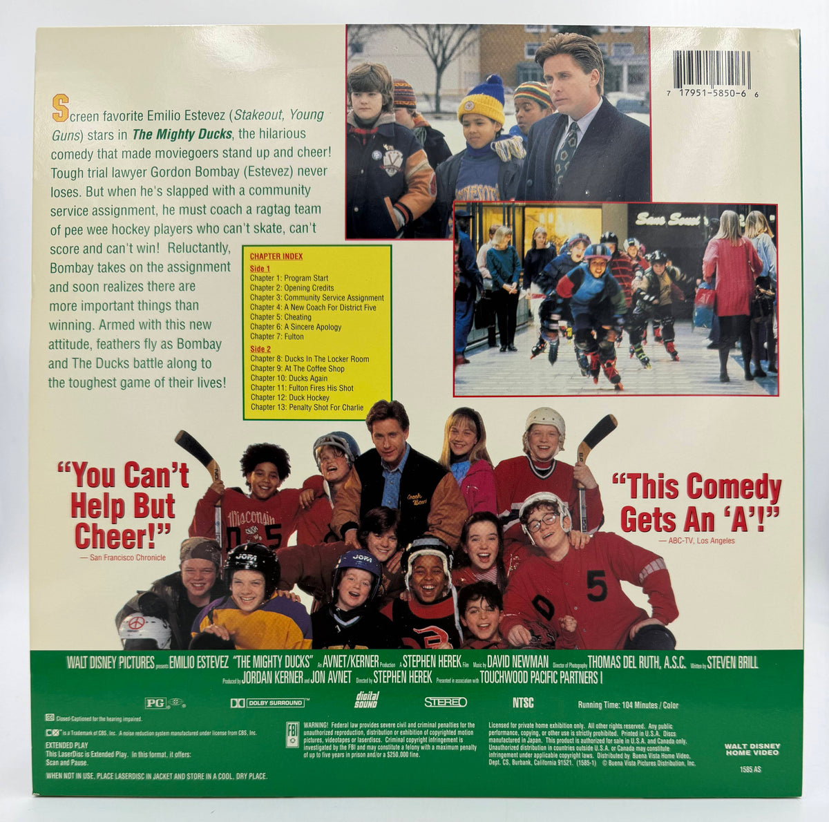 The Mighty Ducks LaserDisc LD (1993) - Walt Disney Home Video - EX