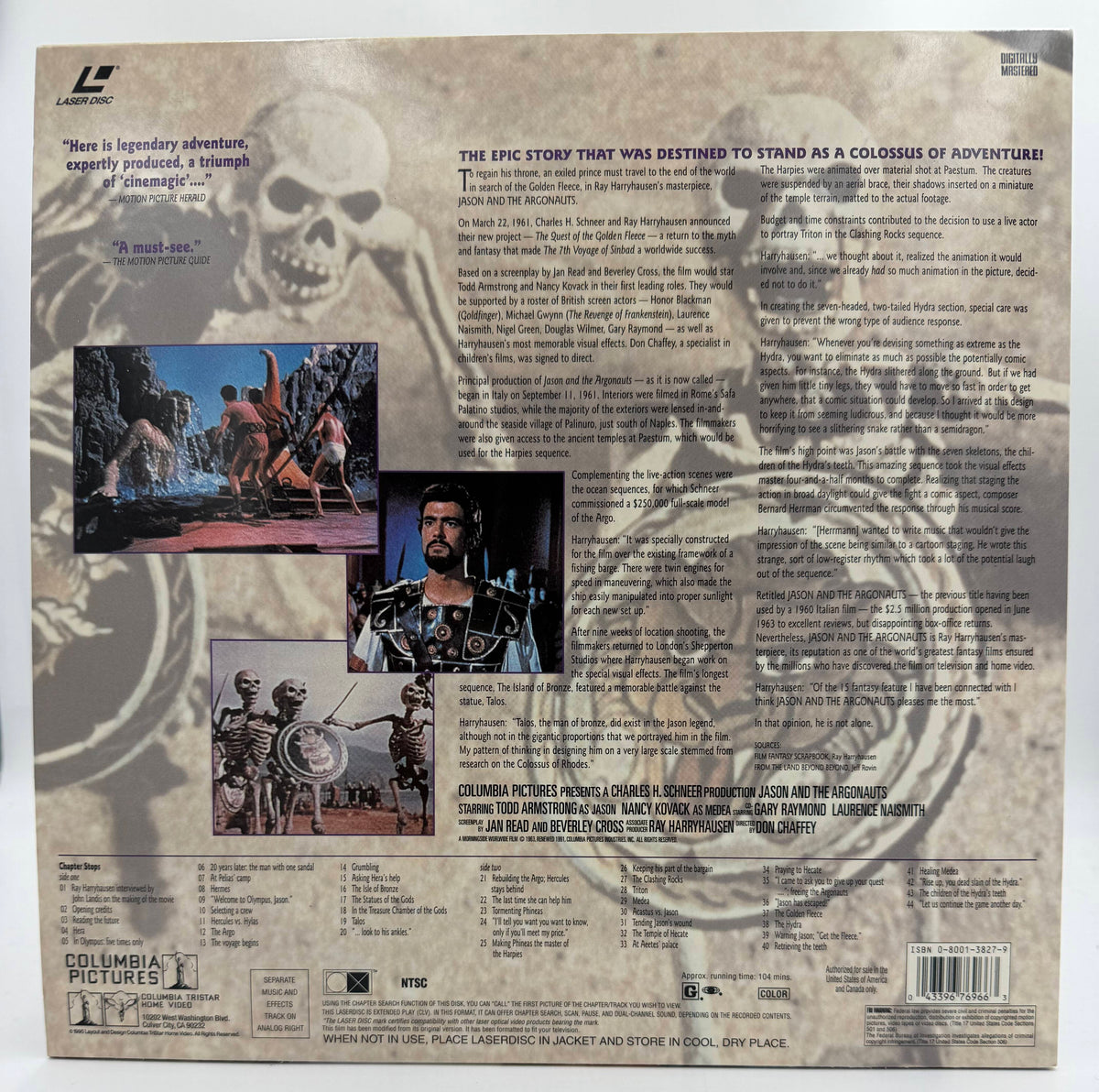 Jason and the Argonauts LaserDisc LD - Ray Harryhausen Signature Collection (1992) - Columbia Tristar Home Video - EX