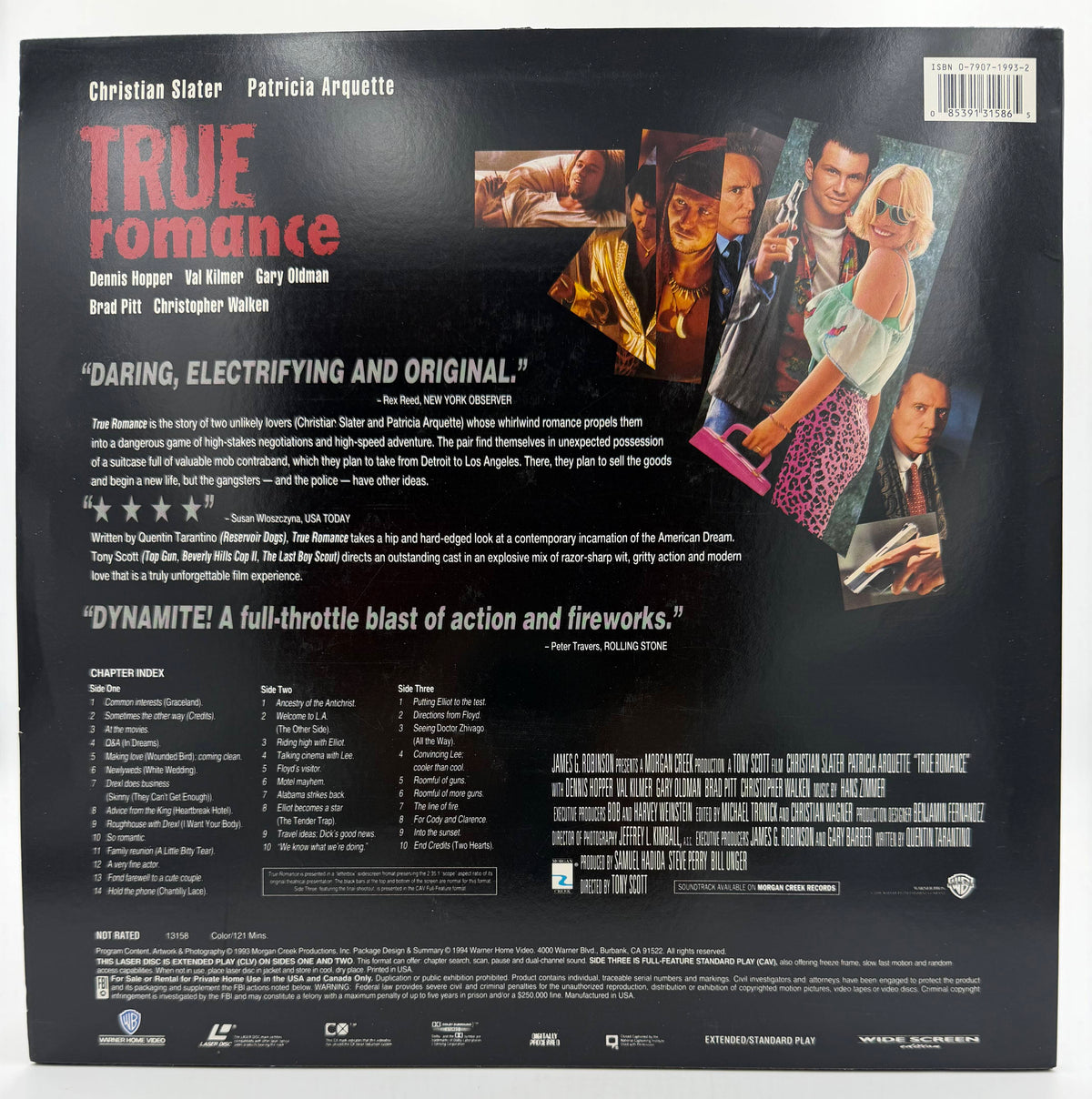 True Romance Unrated Director's Cut Widescreen Edition LaserDisc LD (1994) - Warner Home Video / Morgan Creek - EX