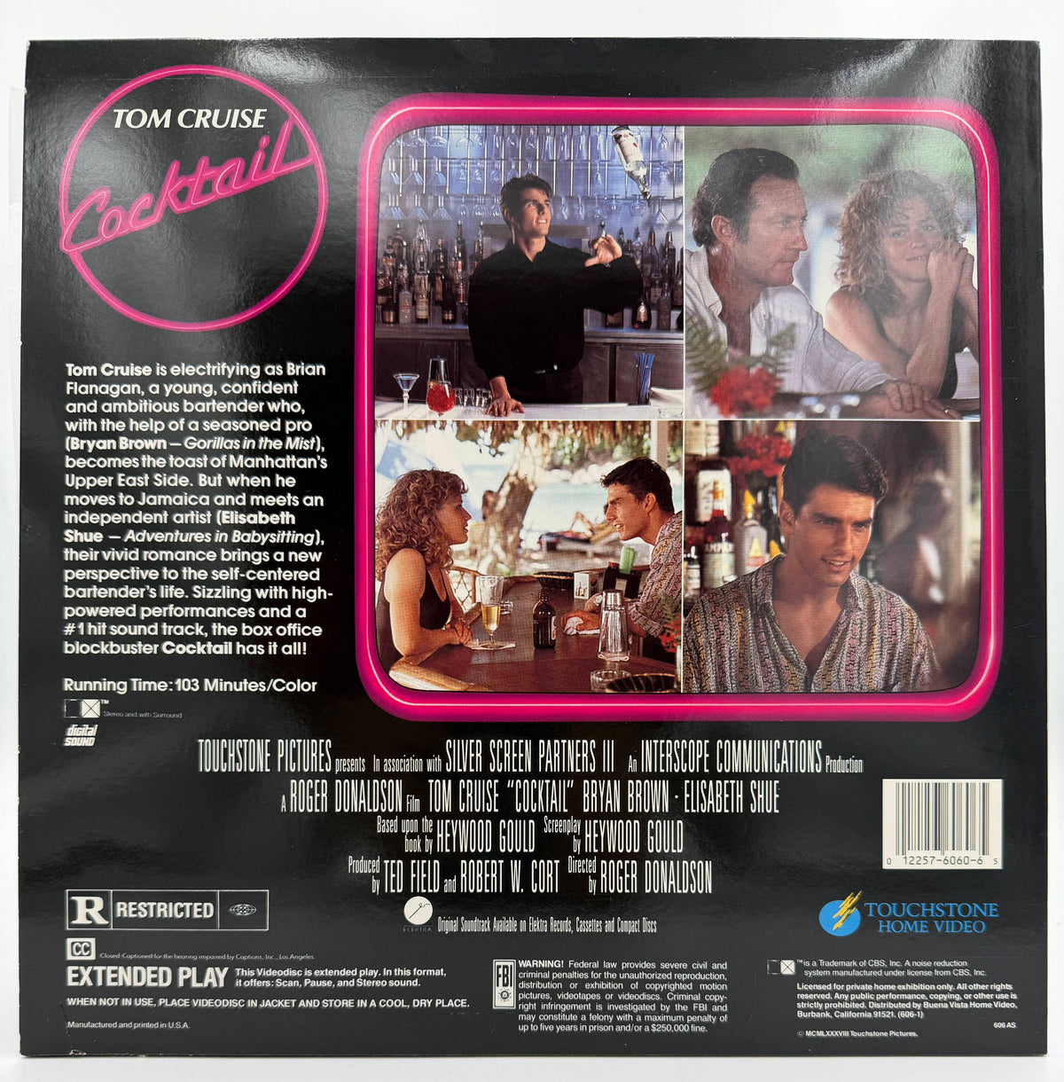 Cocktail LaserDisc LD (1988) - Touchstone Home Video - EX Tom Cruise