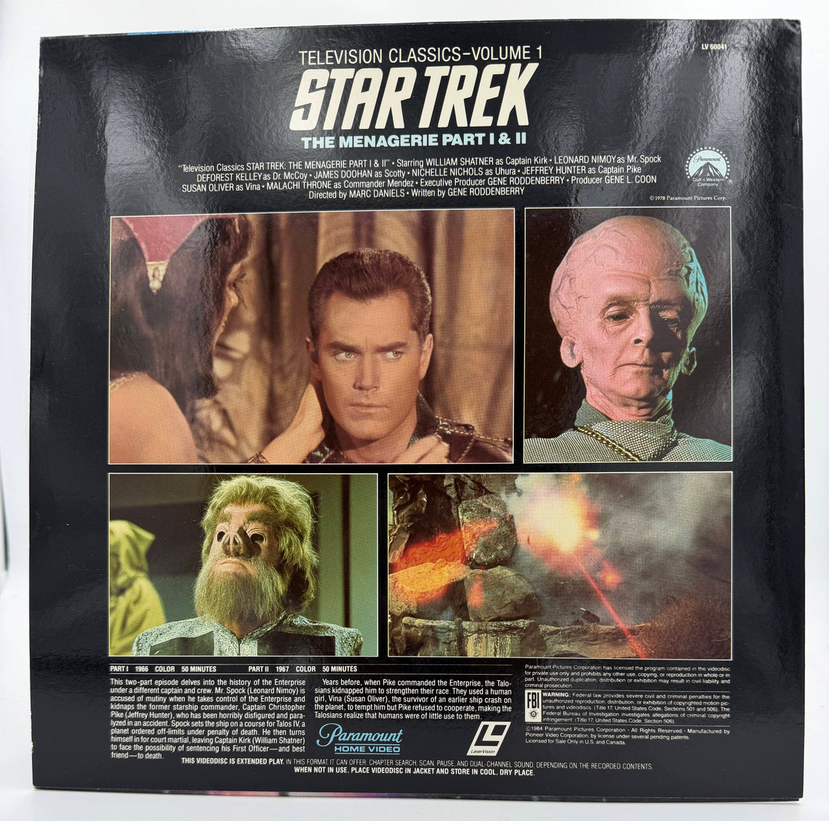 Star Trek: Television Classics - Volume 1 LaserDisc LD (1984) The Menagerie Part I & II - Paramount Home Video - EX